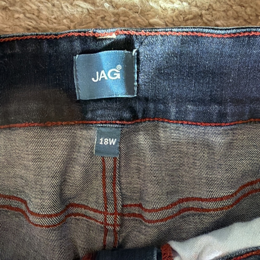 JAG Dark Blue Carter High Rise Girlfriend Jeans Pants Zip 5 Pocket 18W EUC! - Picture 5 of 9